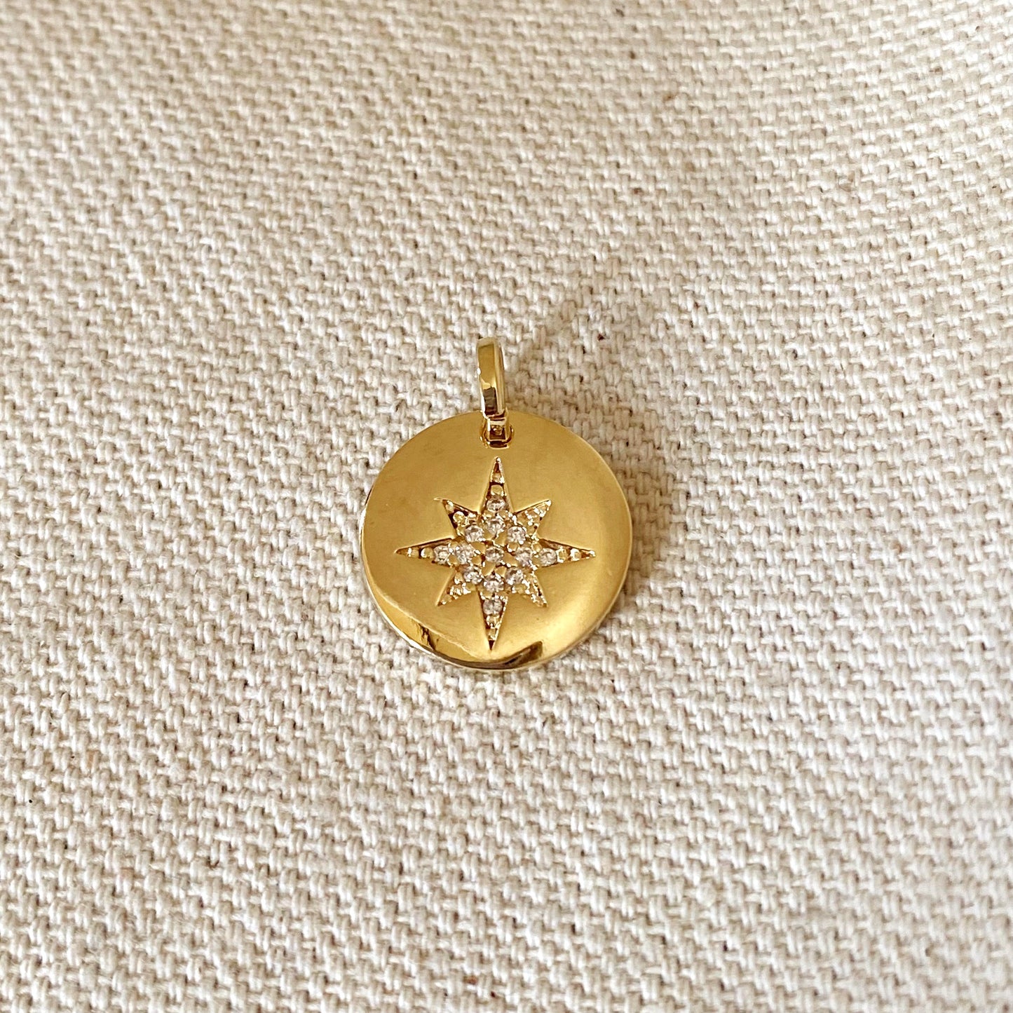 18k Gold Filled Starburst Star Plate Charm