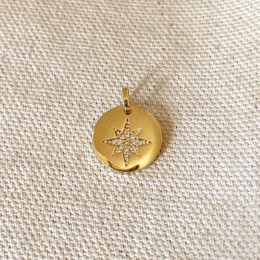 18k Gold Filled Starburst Star Plate Charm