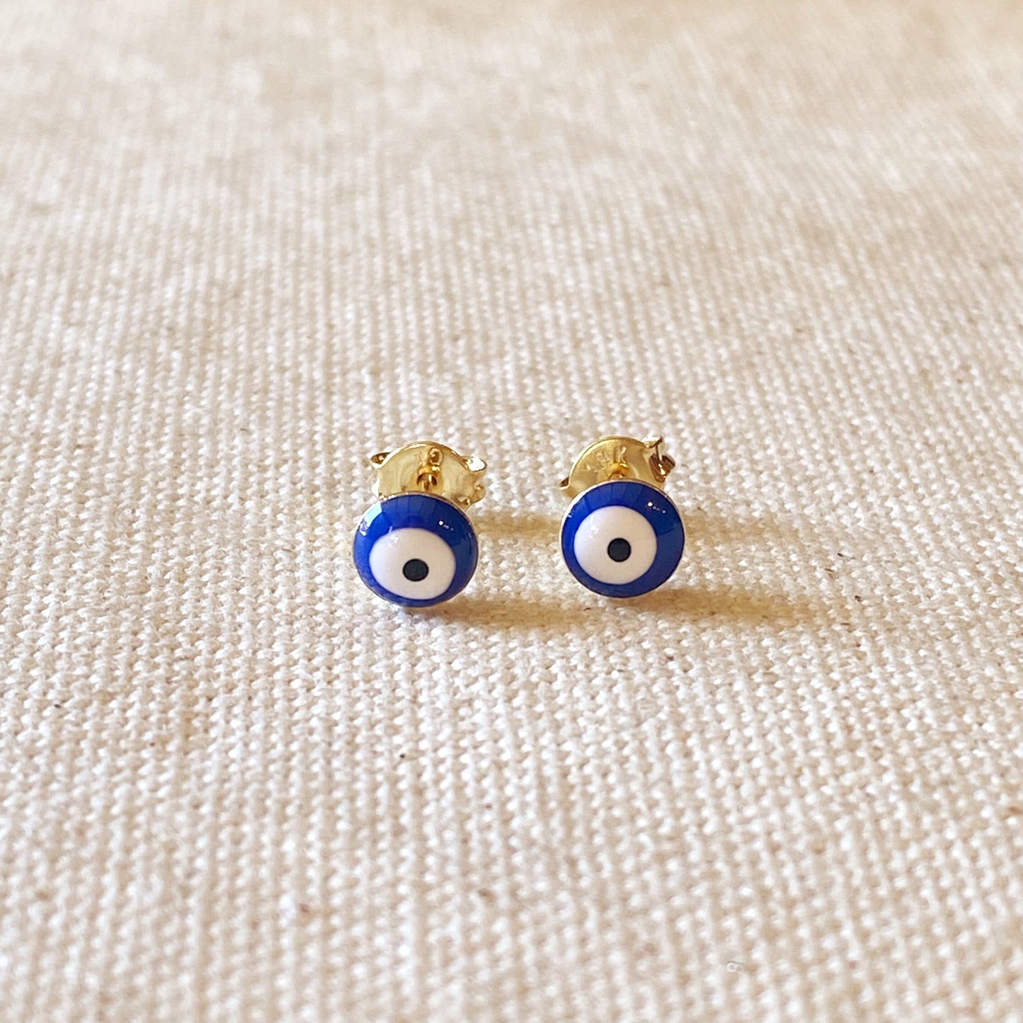 18k Gold Filled Enamel 6mm Blue Evil Eye