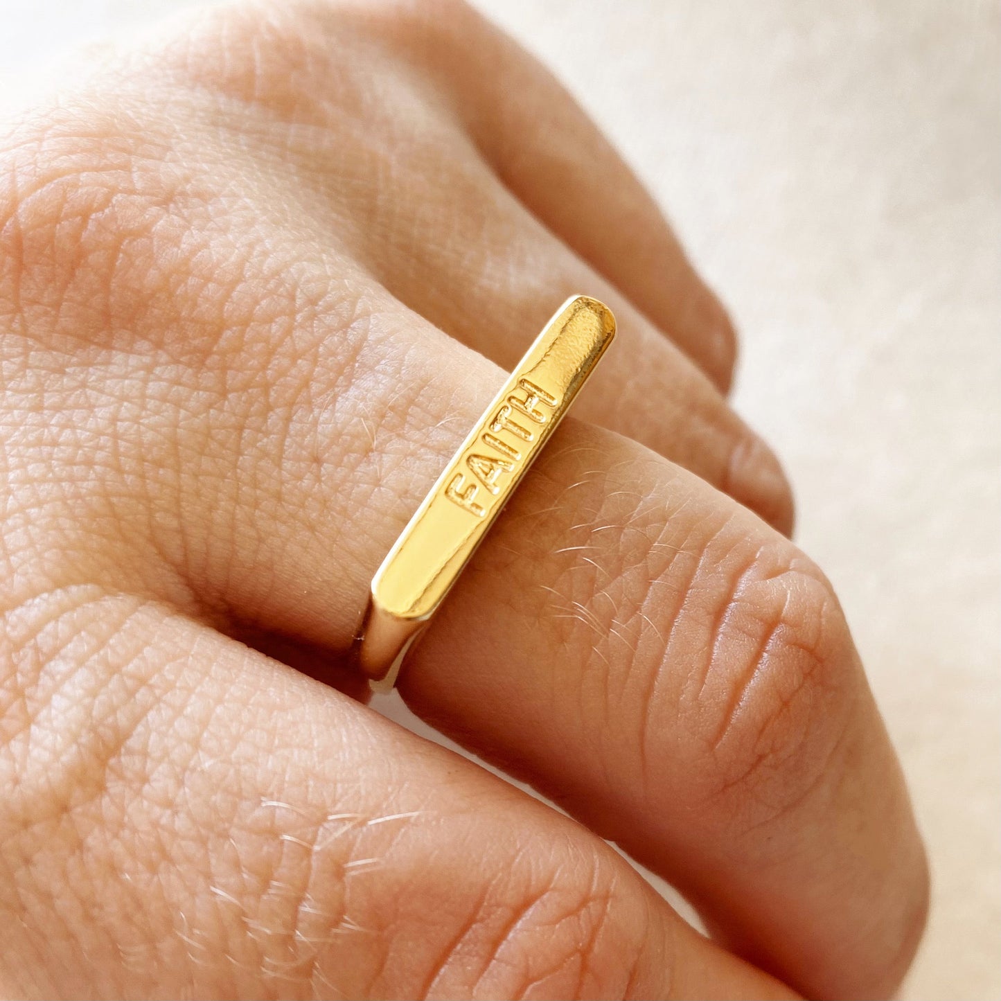 GoldFi 18k Gold Filled Faith Engraved Stackable Ring