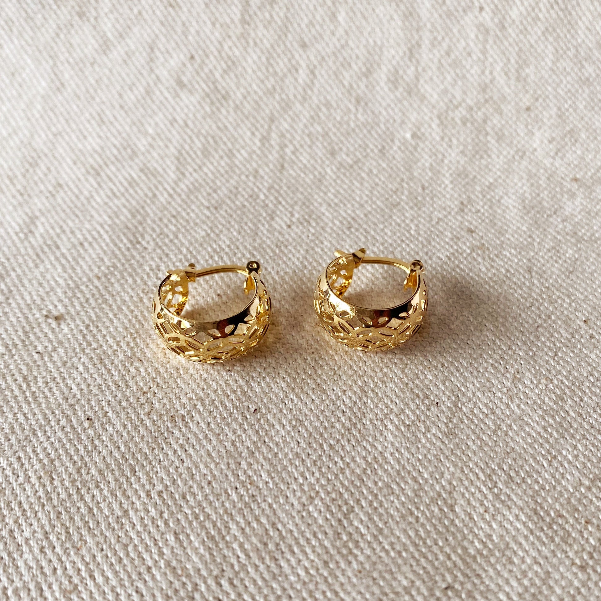 18k Gold Filled Vintage Detailed Hoop Earrings