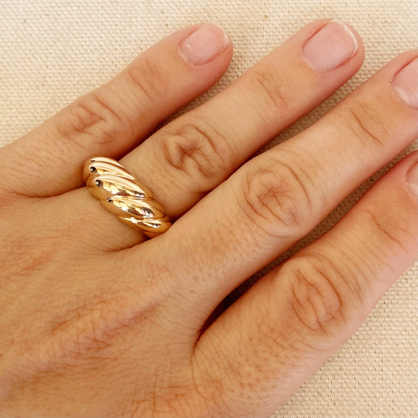 GoldFi 18k Gold Filled Dome Croissant Ring