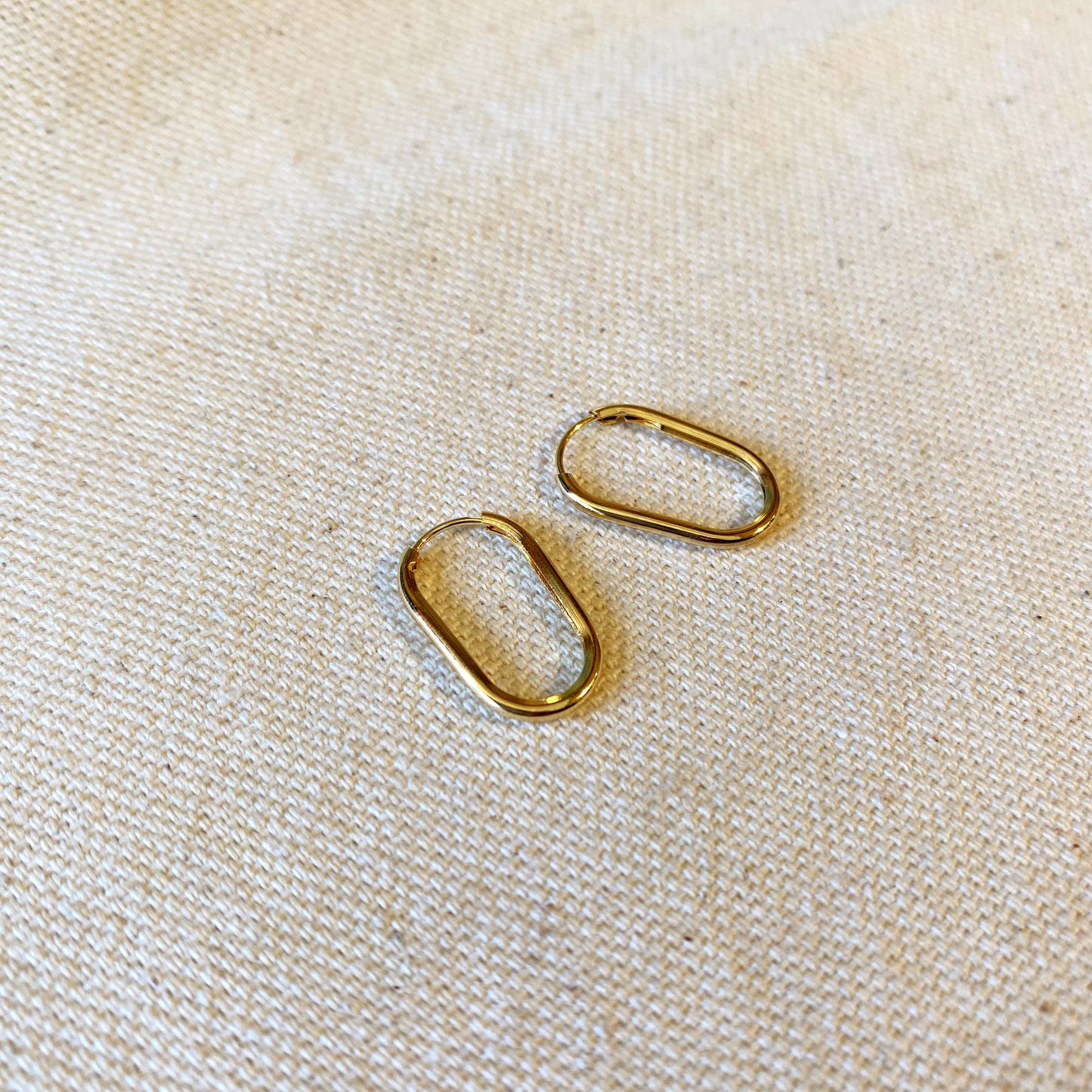 18k Gold Filled Skinny Small Oval Hoop Earrings