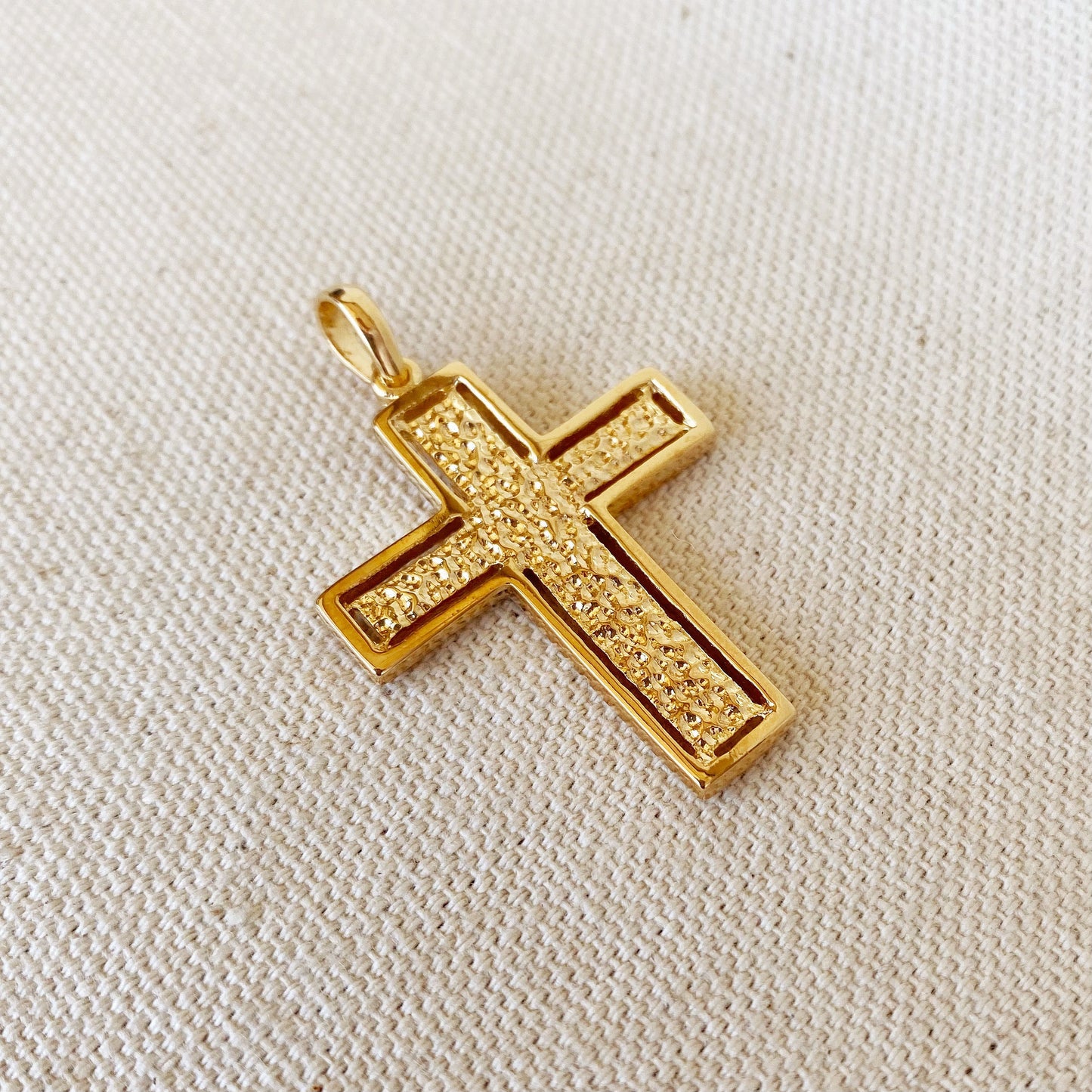 GoldFi 18k Gold Filled Rustic Cross Pendant