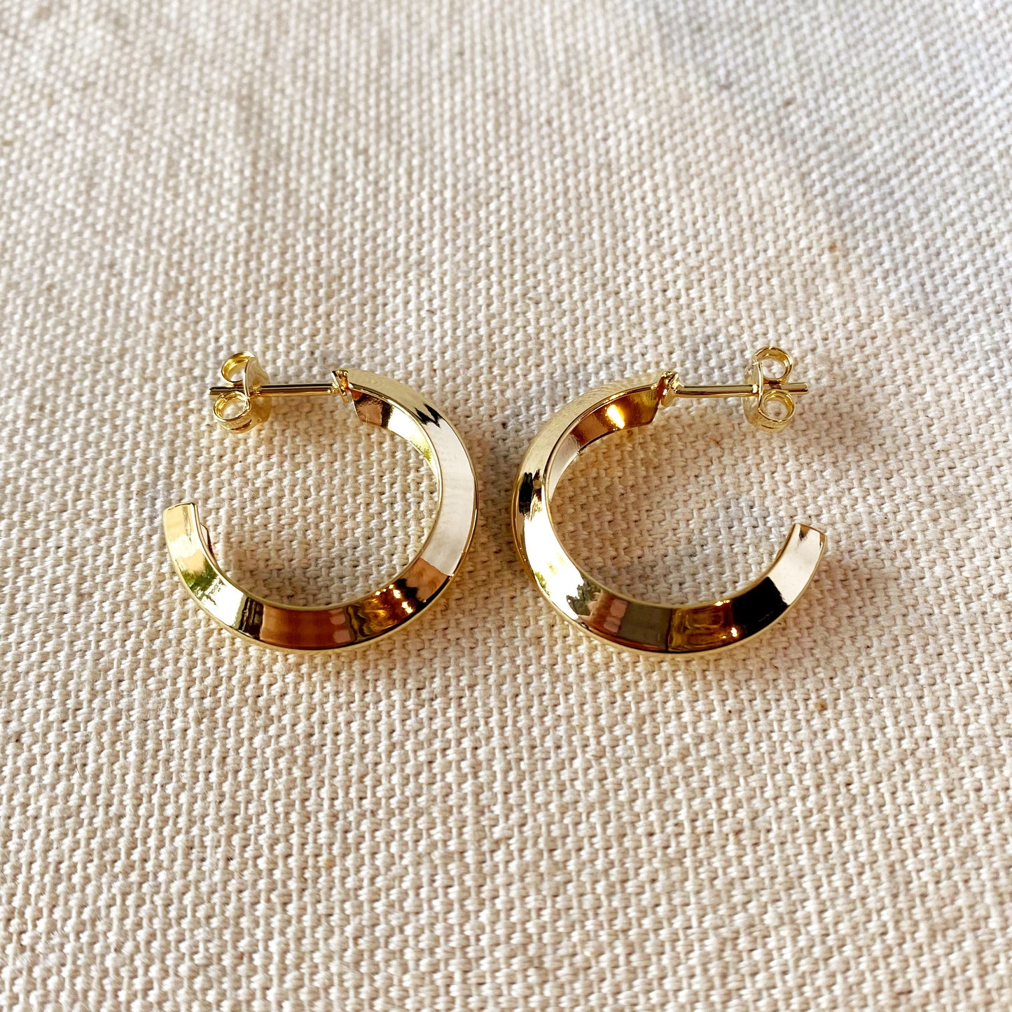 18k Gold Filled Faceted Half-Hoop Earrings