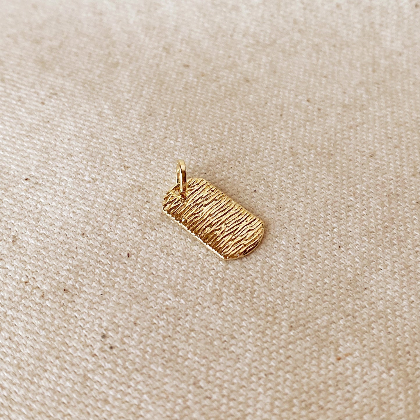 18k Gold Filled Textured Dog Tag Pendant