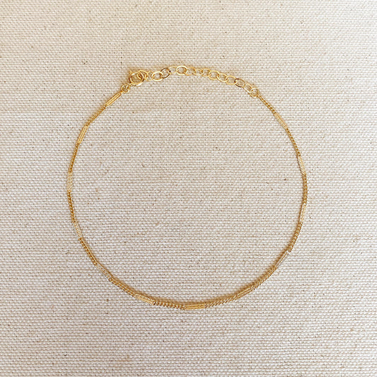 GoldFi 18k Gold Filled Pressed Detail Chain Anklet