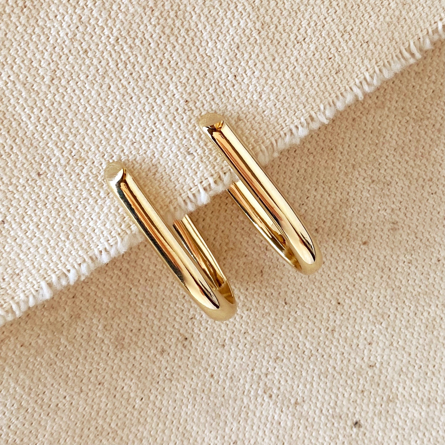 18k Gold Filled J Hoop Earrings