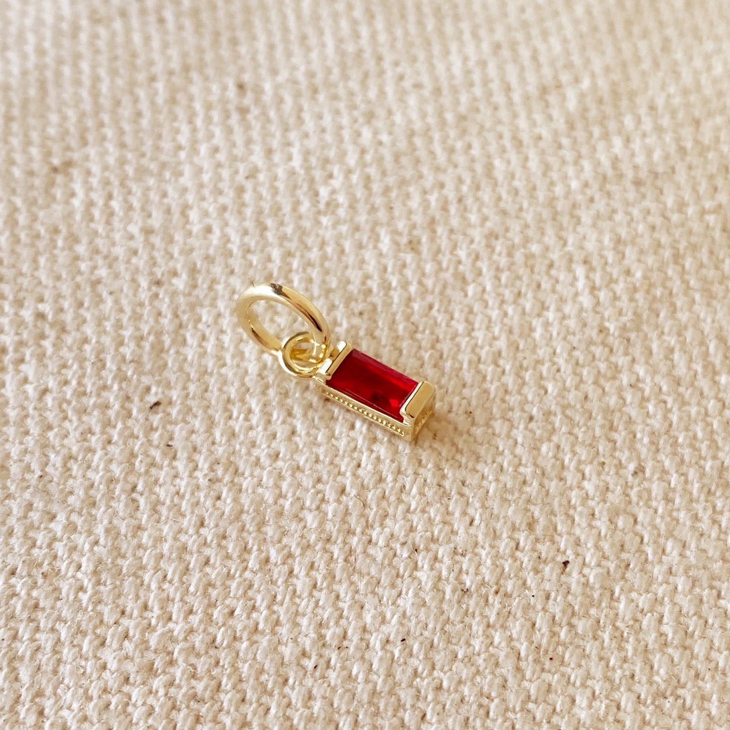 18k Gold Filled Baguette Birthstone Charm