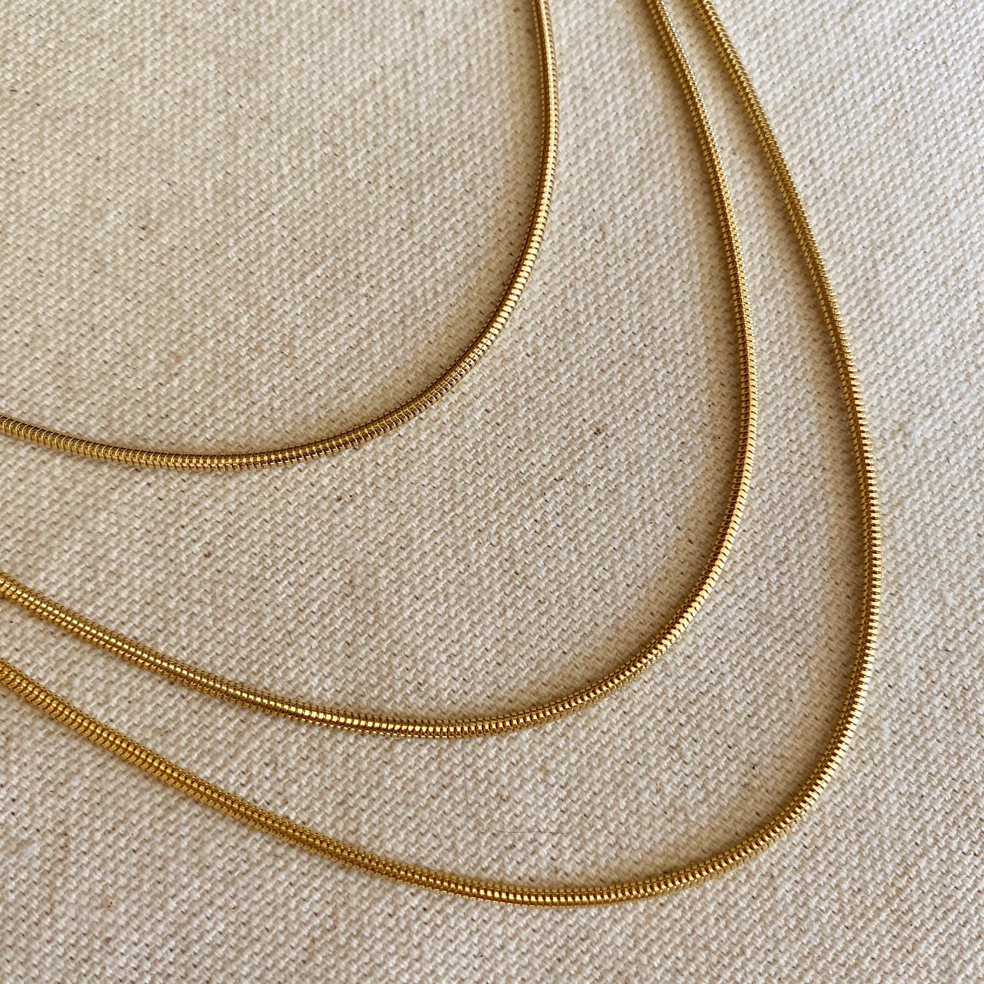 18K Gold Filled 1.9mm  Rounded Snake Chain 