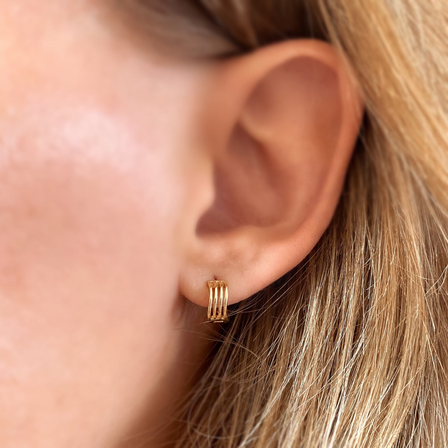 GoldFi 18k Gold Filled Tiny Waves Clicker Hoop Earrings