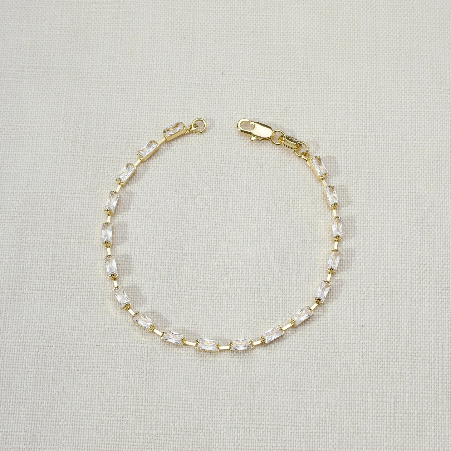 18k Gold Filled Sideway Baguette Tennis Bracelet