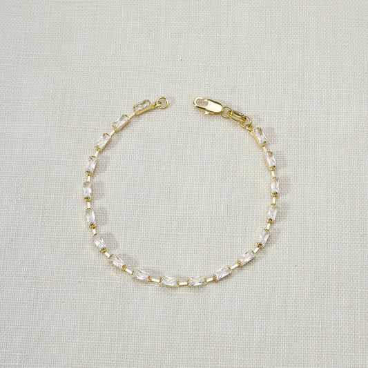 18k Gold Filled Sideway Baguette Tennis Bracelet