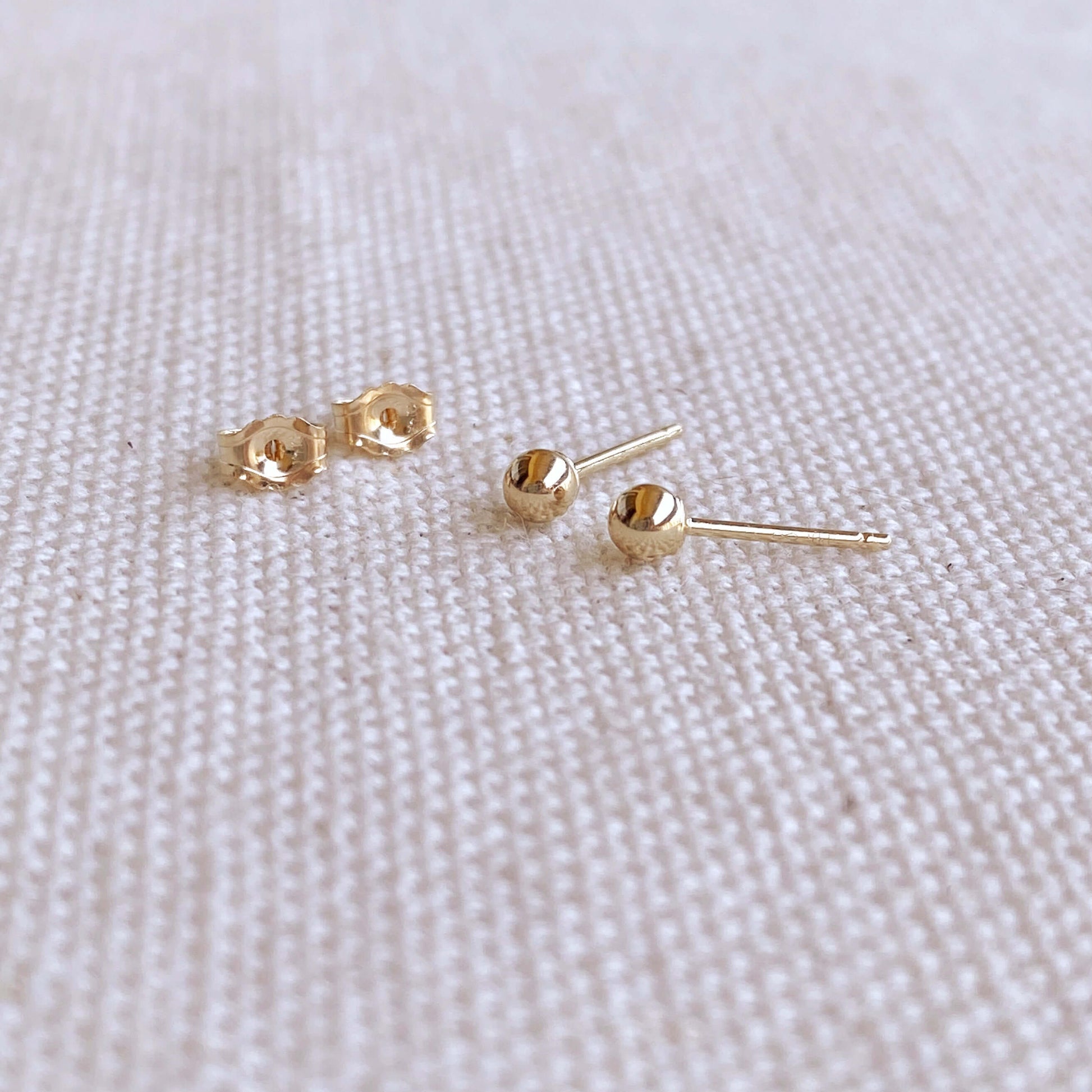 GoldFi 14k Solid Gold 3mm Ball Stud Piercing Earrings