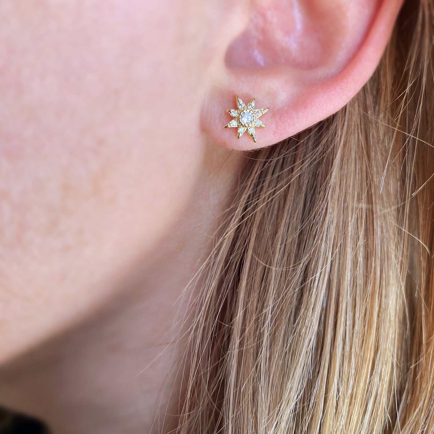 Gold Starburst Stud Earrings