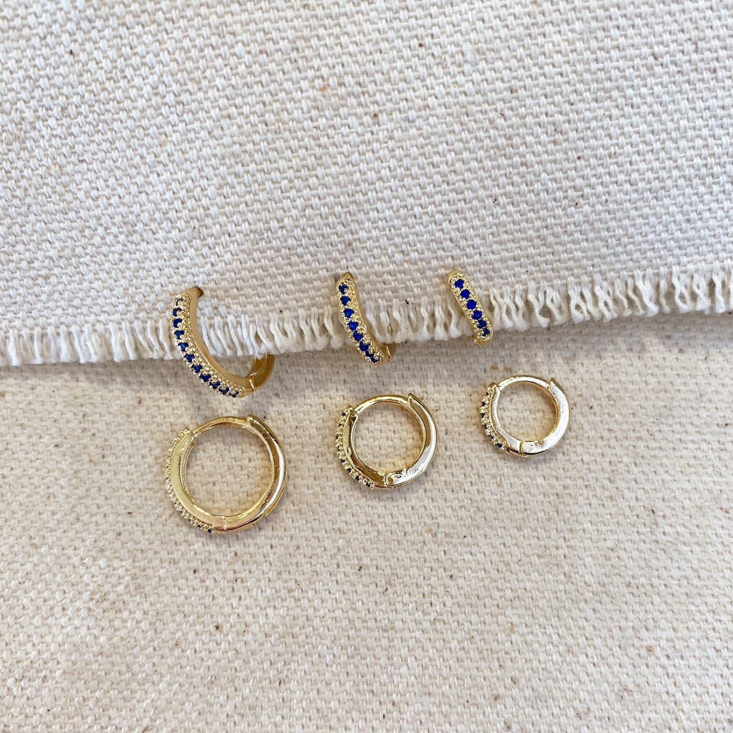 18k Gold Filled Royal Blue Hoop Trio