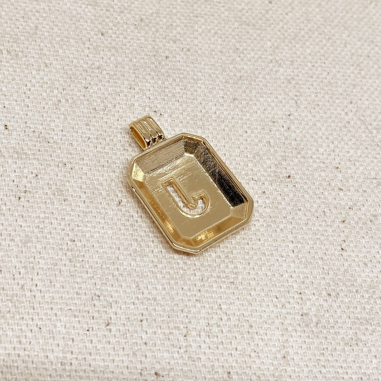 GoldFi 18k Gold Filled Initial Plate Pendant Letter J