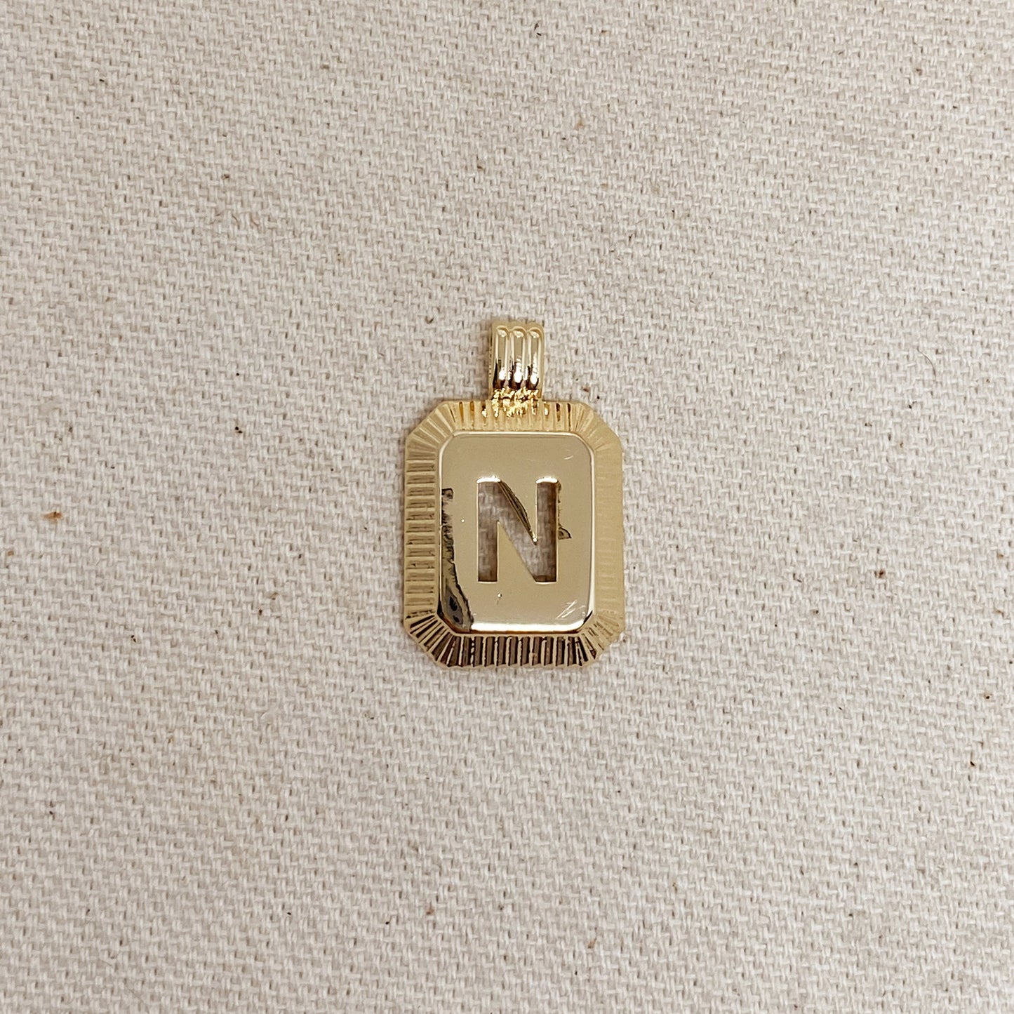 GoldFi 18k Gold Filled Initial Plate Pendant Letter N