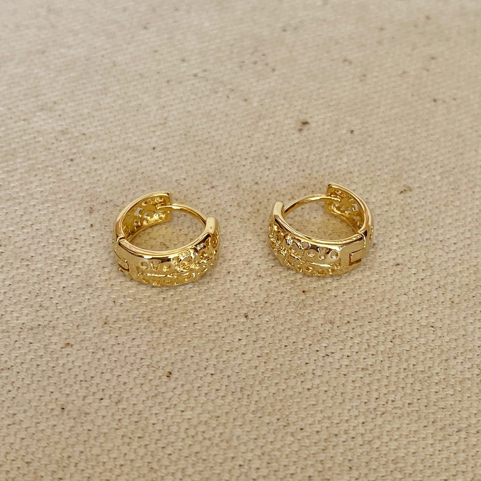 GoldFi 18k Gold Filled Vintage Flower Clicker Hoop Earrings