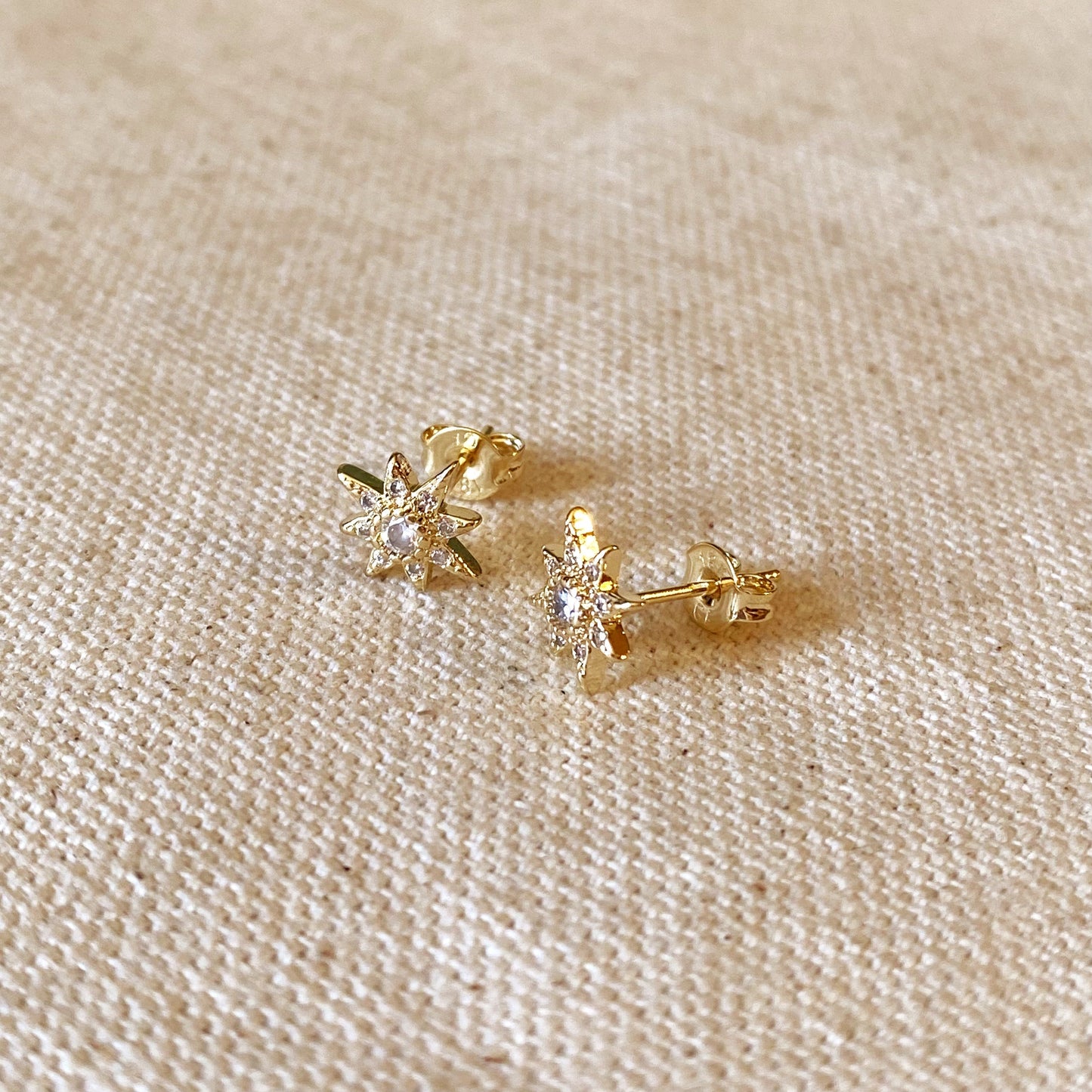 Gold Starburst Stud Earrings