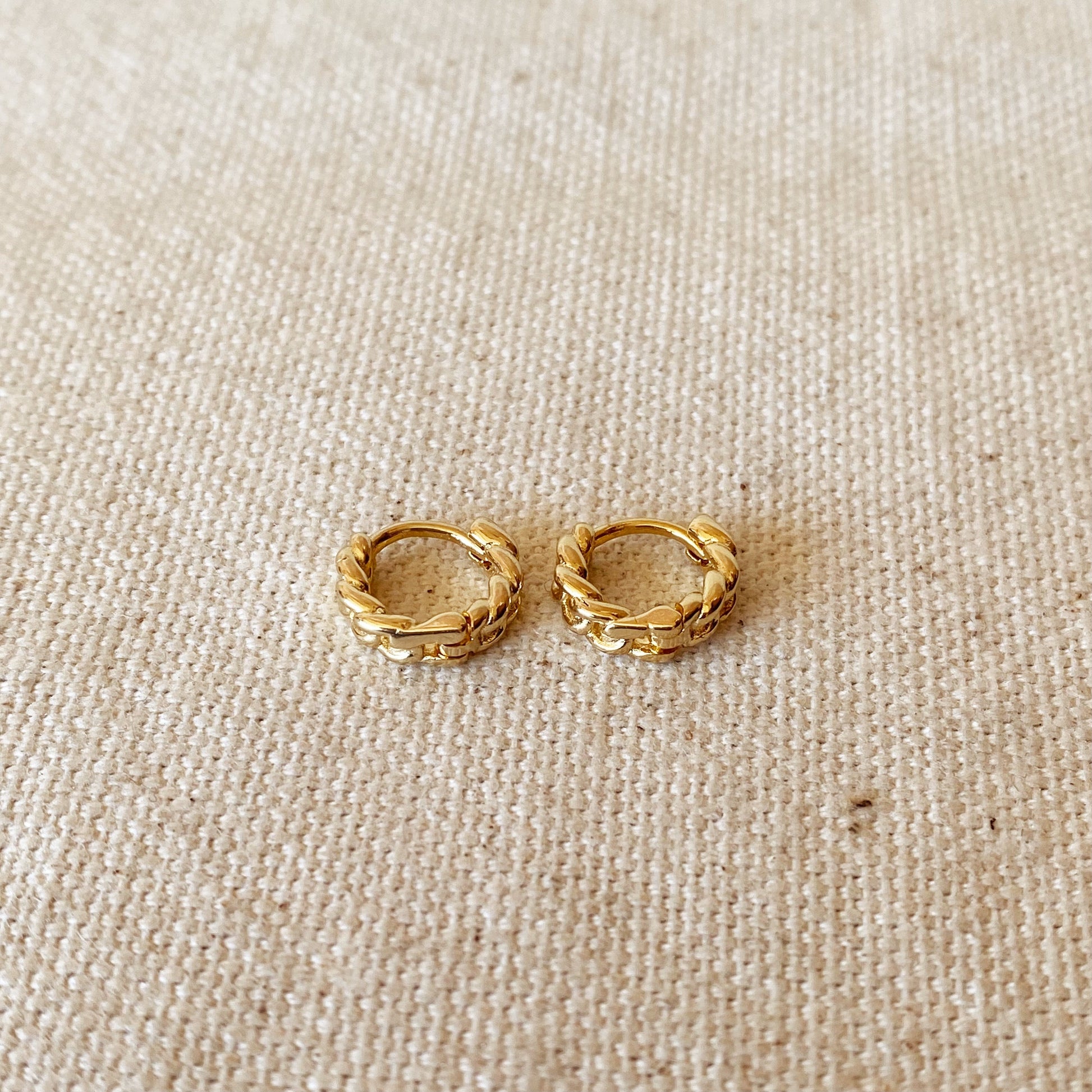 GoldFi 18k Gold Filled 2mm Cuban Chain Clicker Hoop Earring