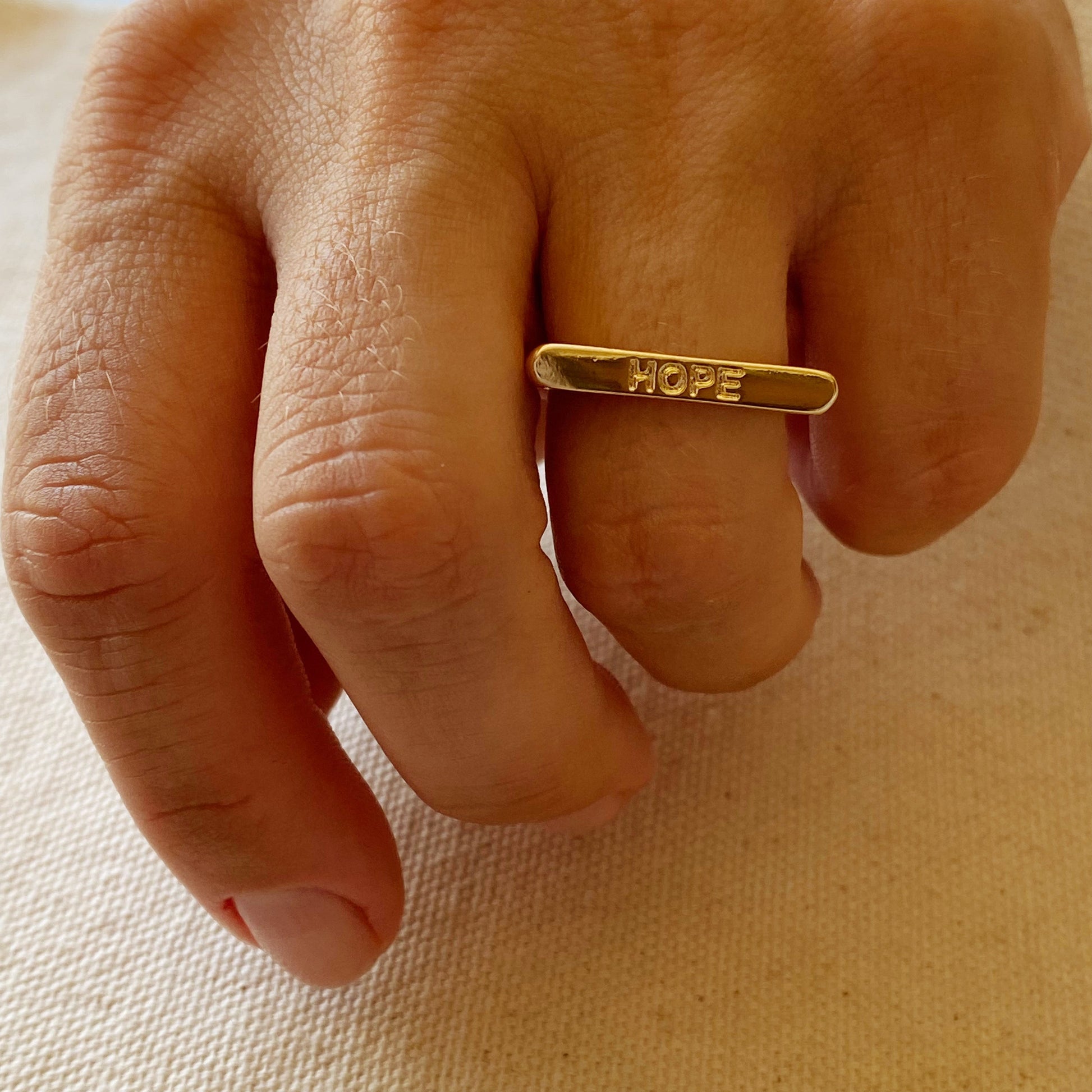 GoldFi 18k Gold Filled Hope Engraved Stackable Ring