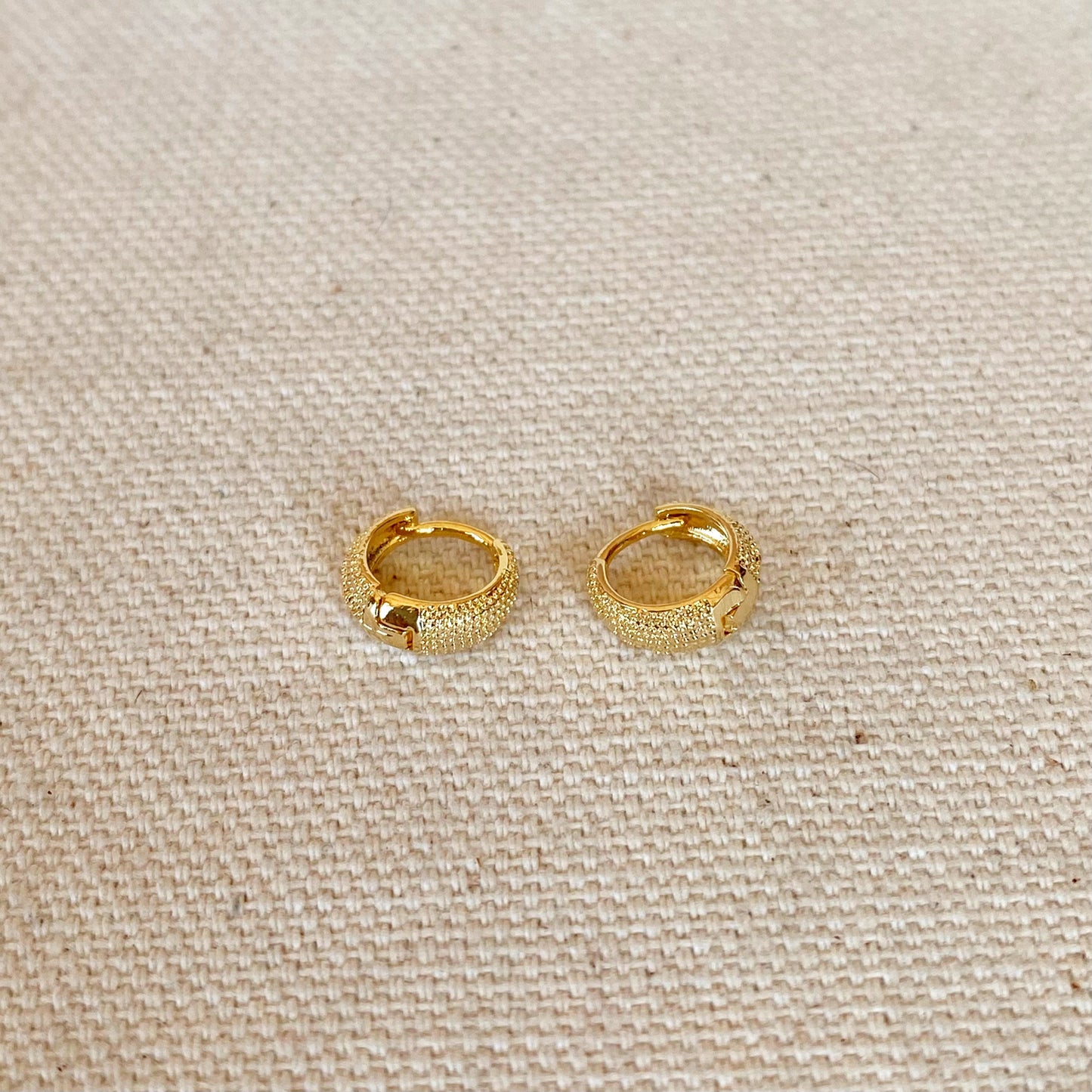 GoldFi 18k Gold Filled Tiny Textured Clicker Hoop Earrings