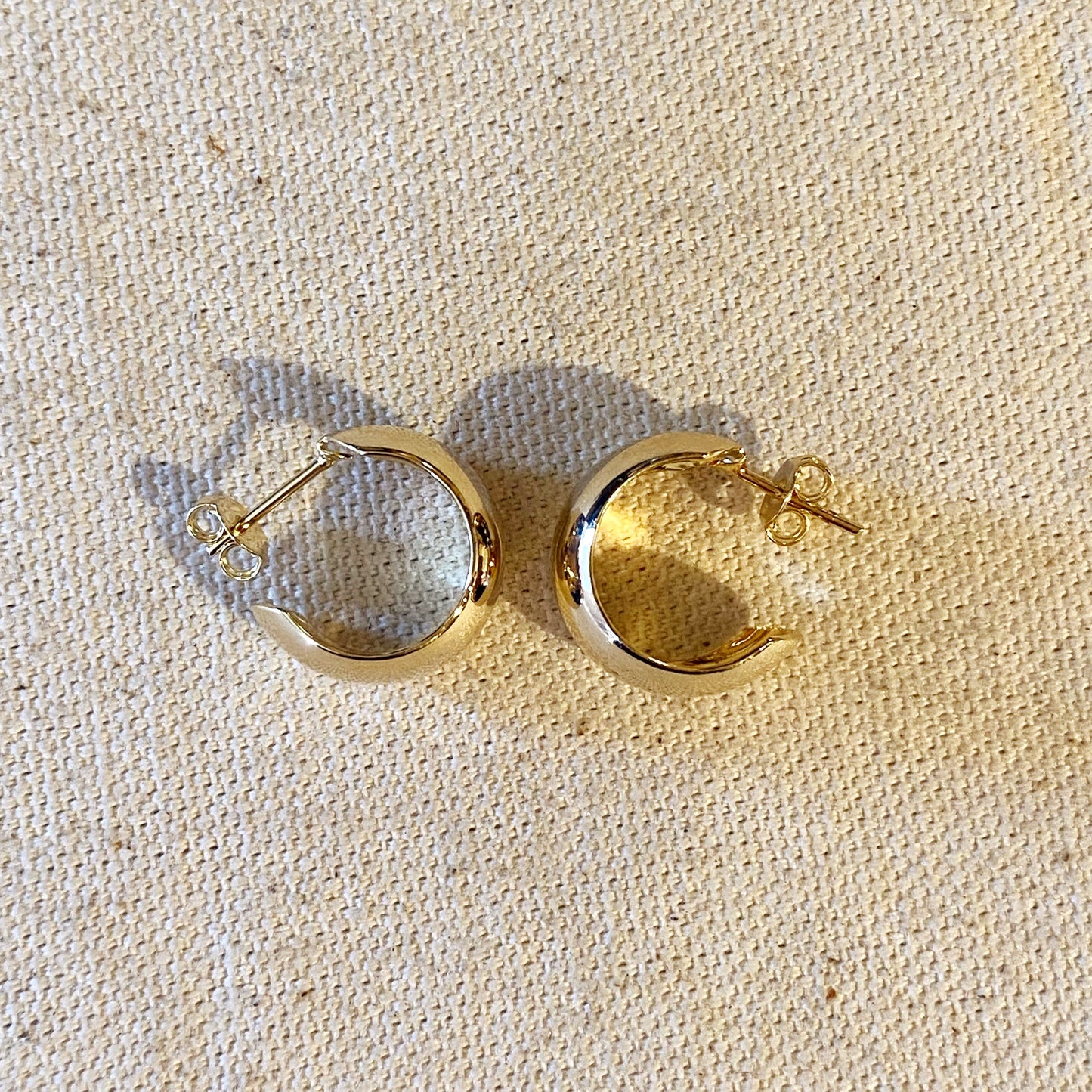 18k Gold Filled Rounded Fat Half Hoop Earrings