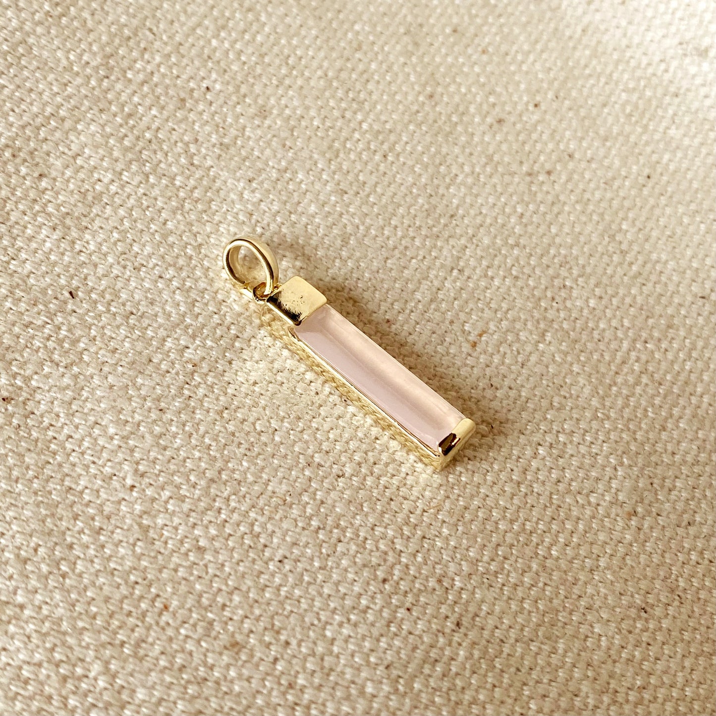 18k Gold Filled Long Pink Crystal Baguette Charm