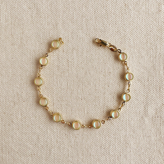 18k Gold Filled Rounded Opal Bracelet