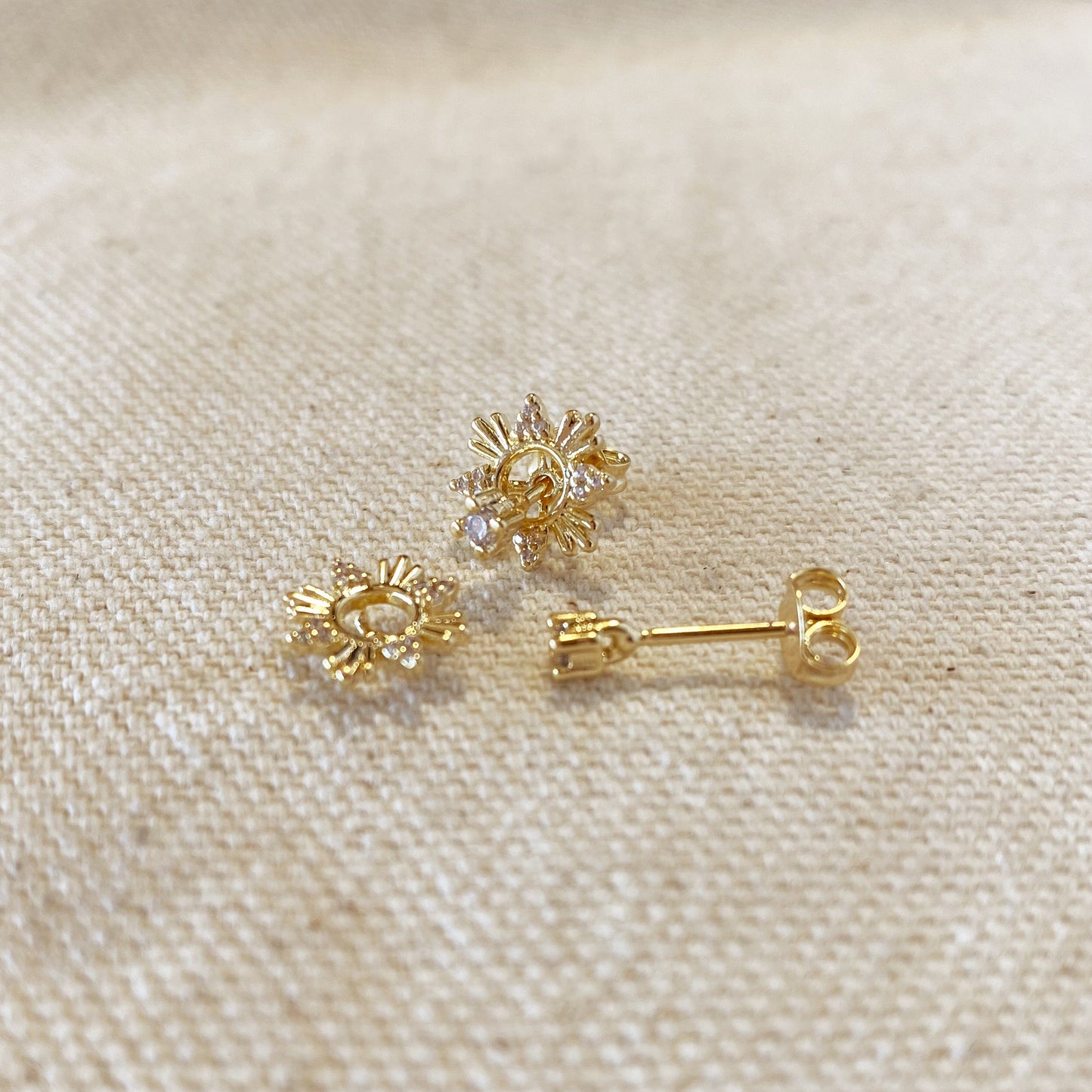 18k Gold Filled 2 Part Round Stud Earrings