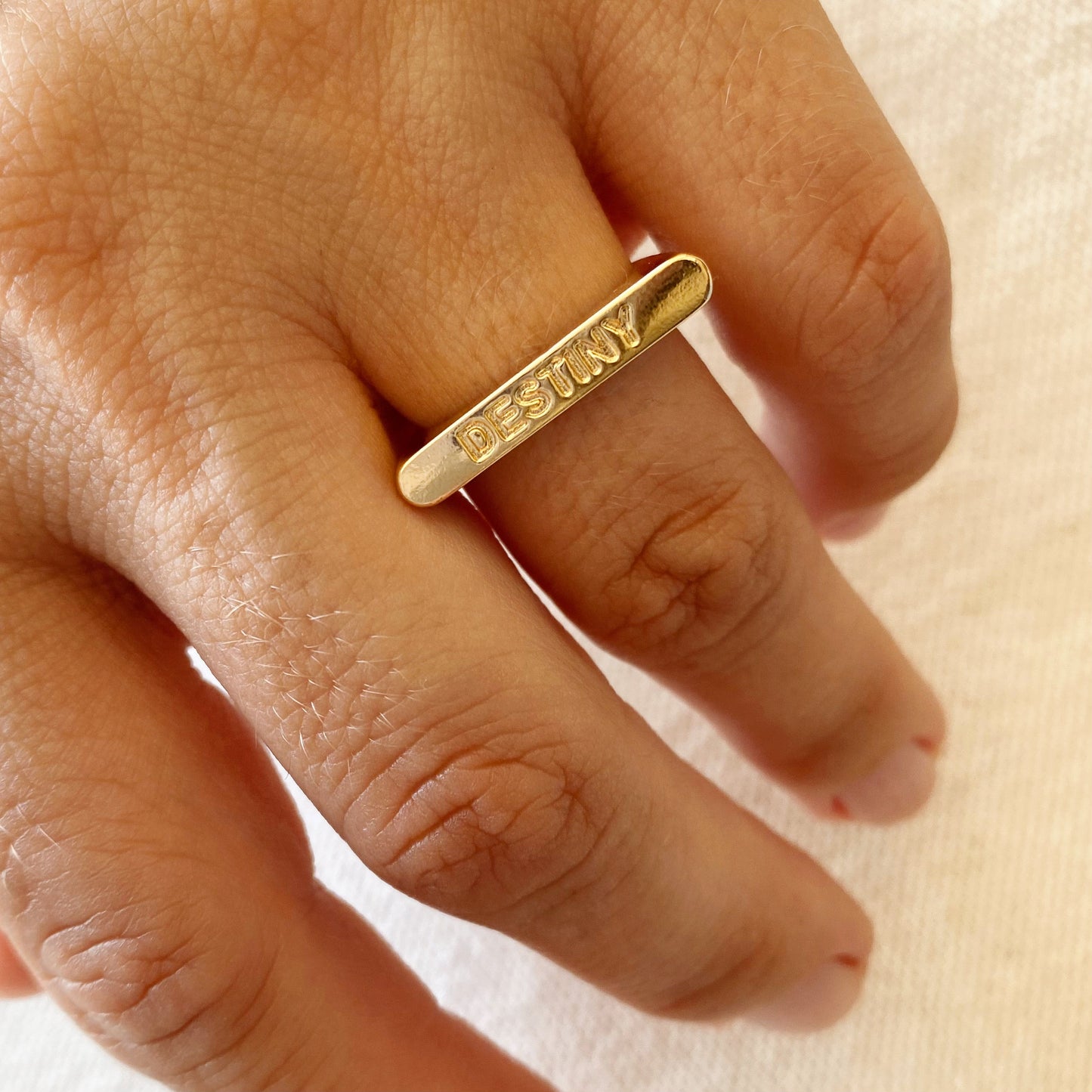 GoldFi 18k Gold Filled Destiny Engraved Stackable Ring