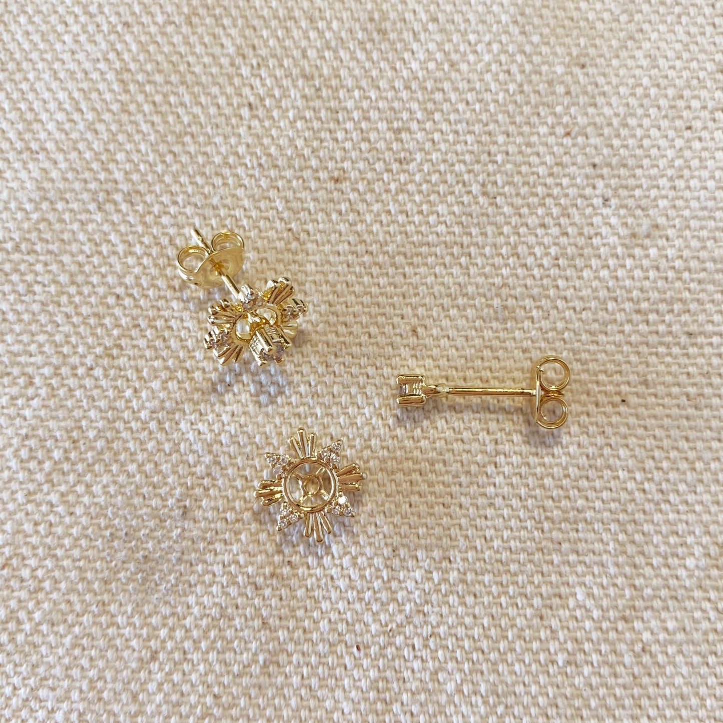 18k Gold Filled 2 Part Round Stud Earrings