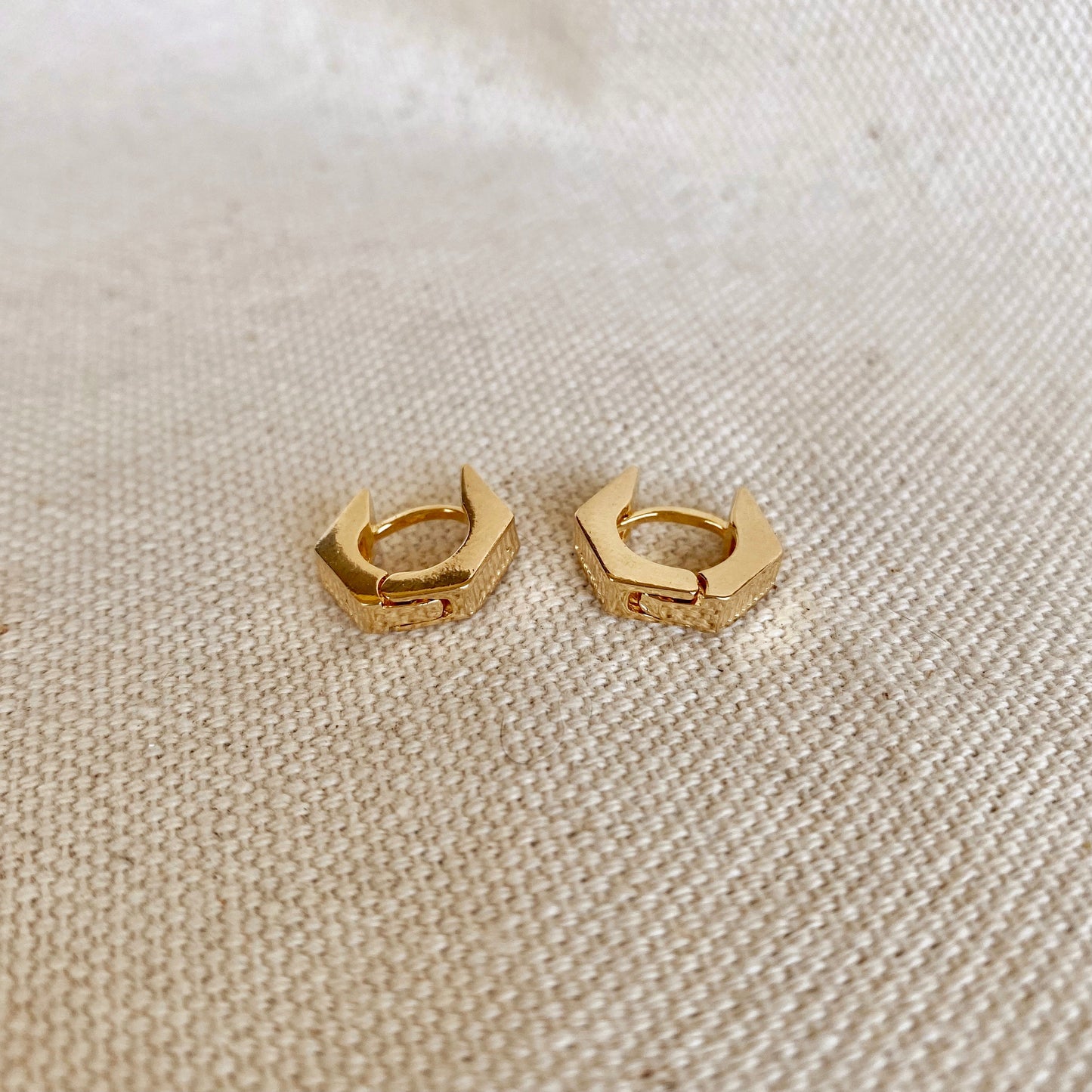 GoldFi 18k Gold Filled Textured Shaped Clicker Hoop Earrings