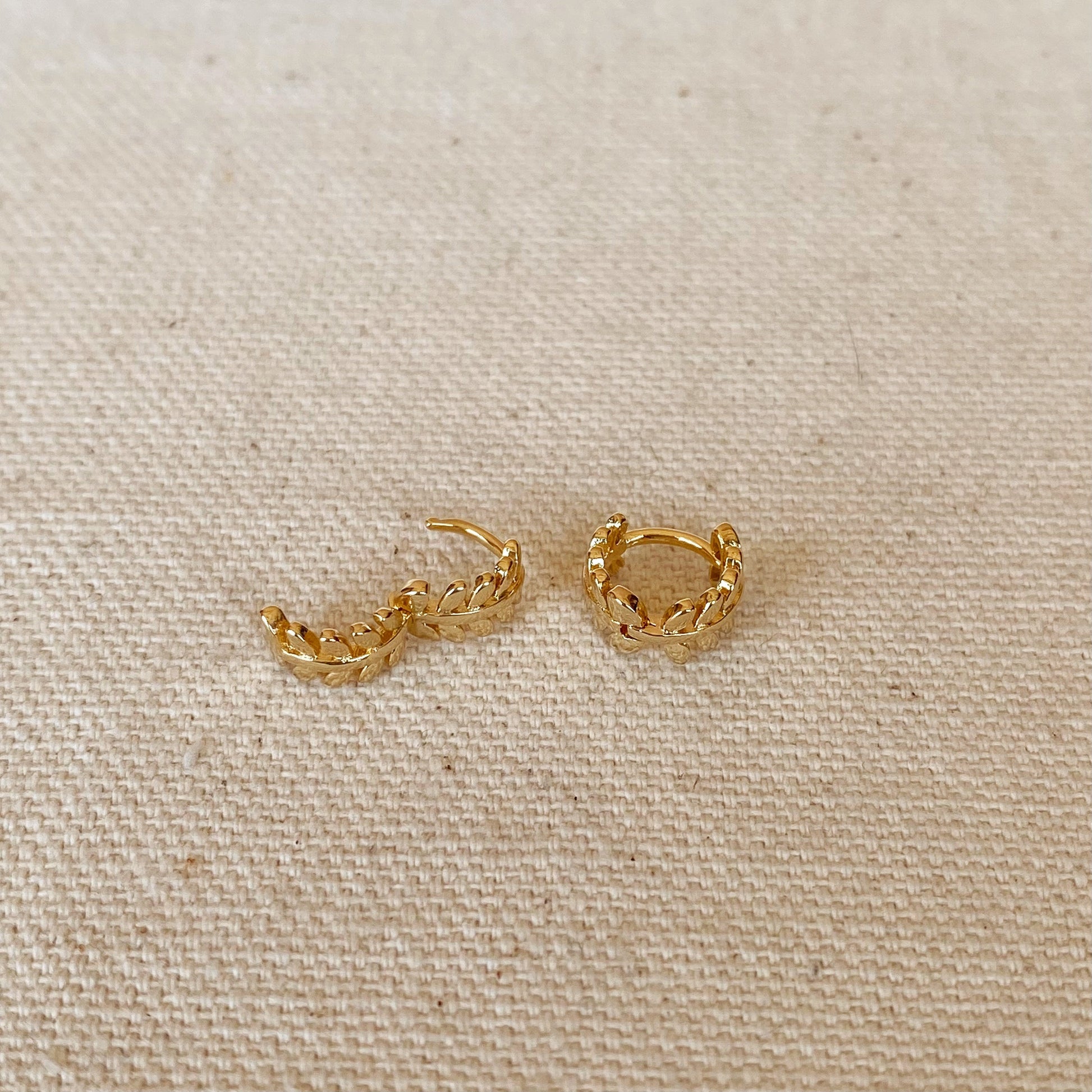 GoldFi 18k Gold Filled Leaf Clicker Hoop Earrings