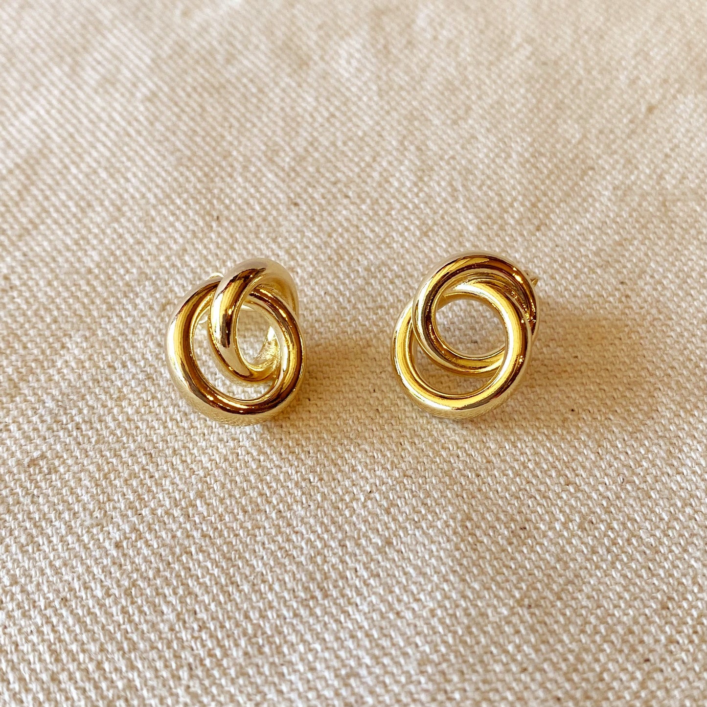 18k Gold Filled Double Circle Knot Stud Earrings