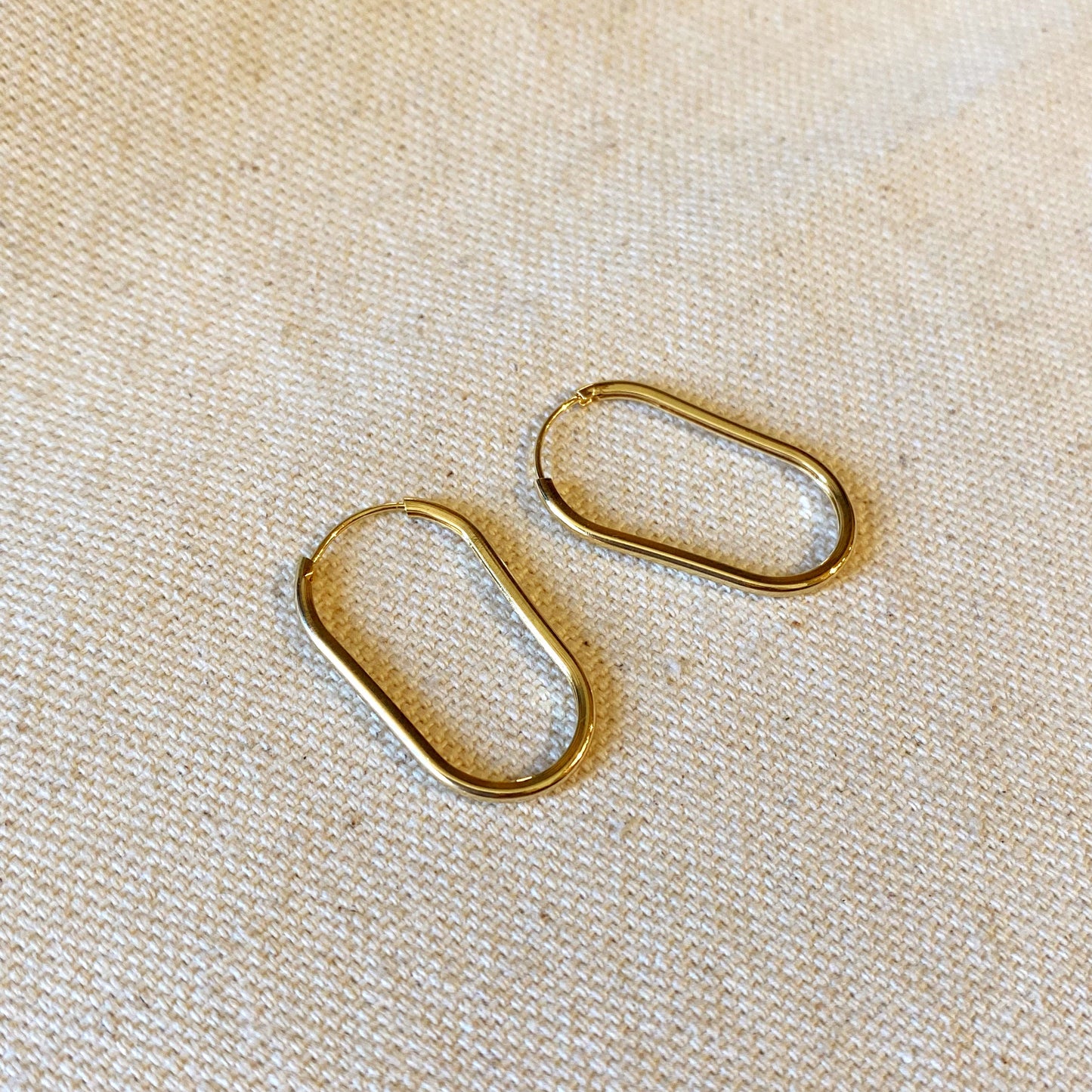 18k Gold Filled Skinny Large Oval Hoop Earrings