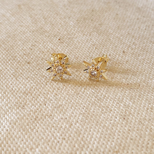 Gold Starburst Stud Earrings