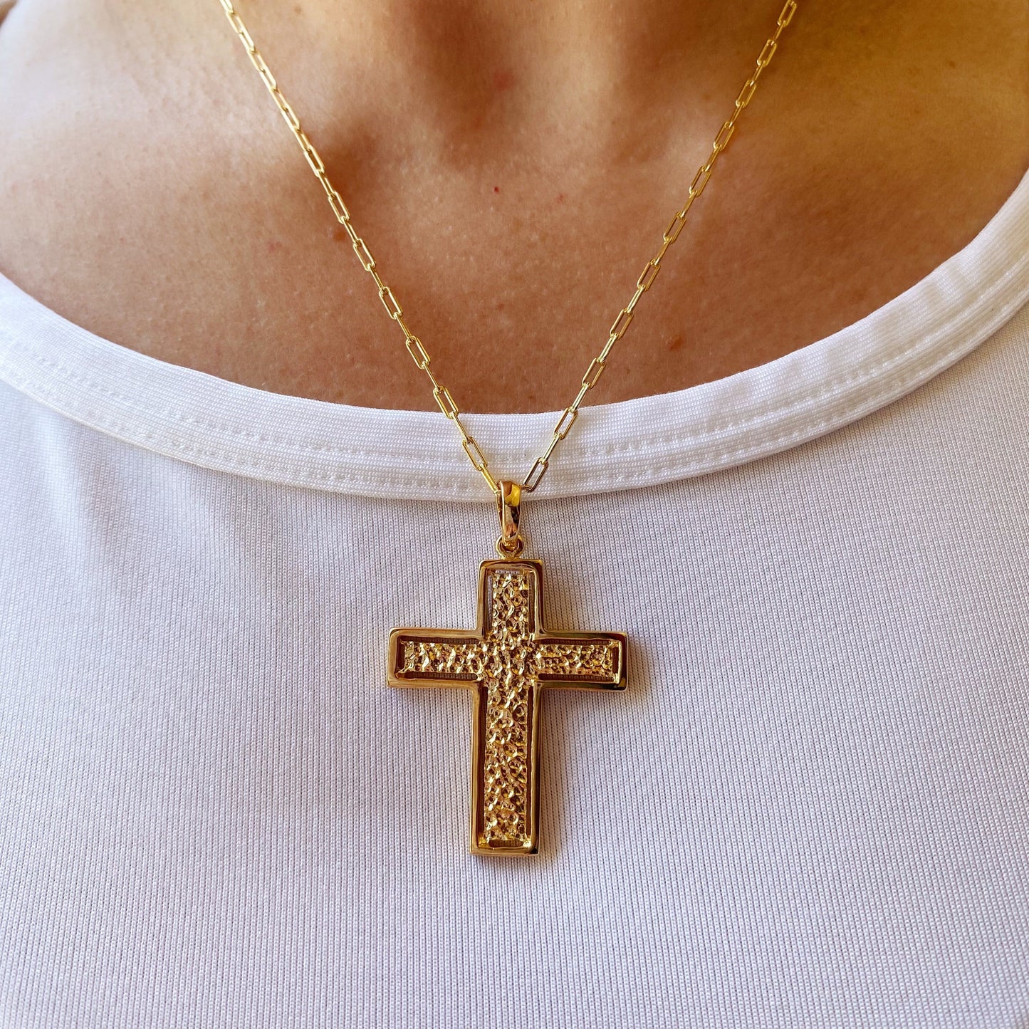 GoldFi 18k Gold Filled Rustic Cross Pendant