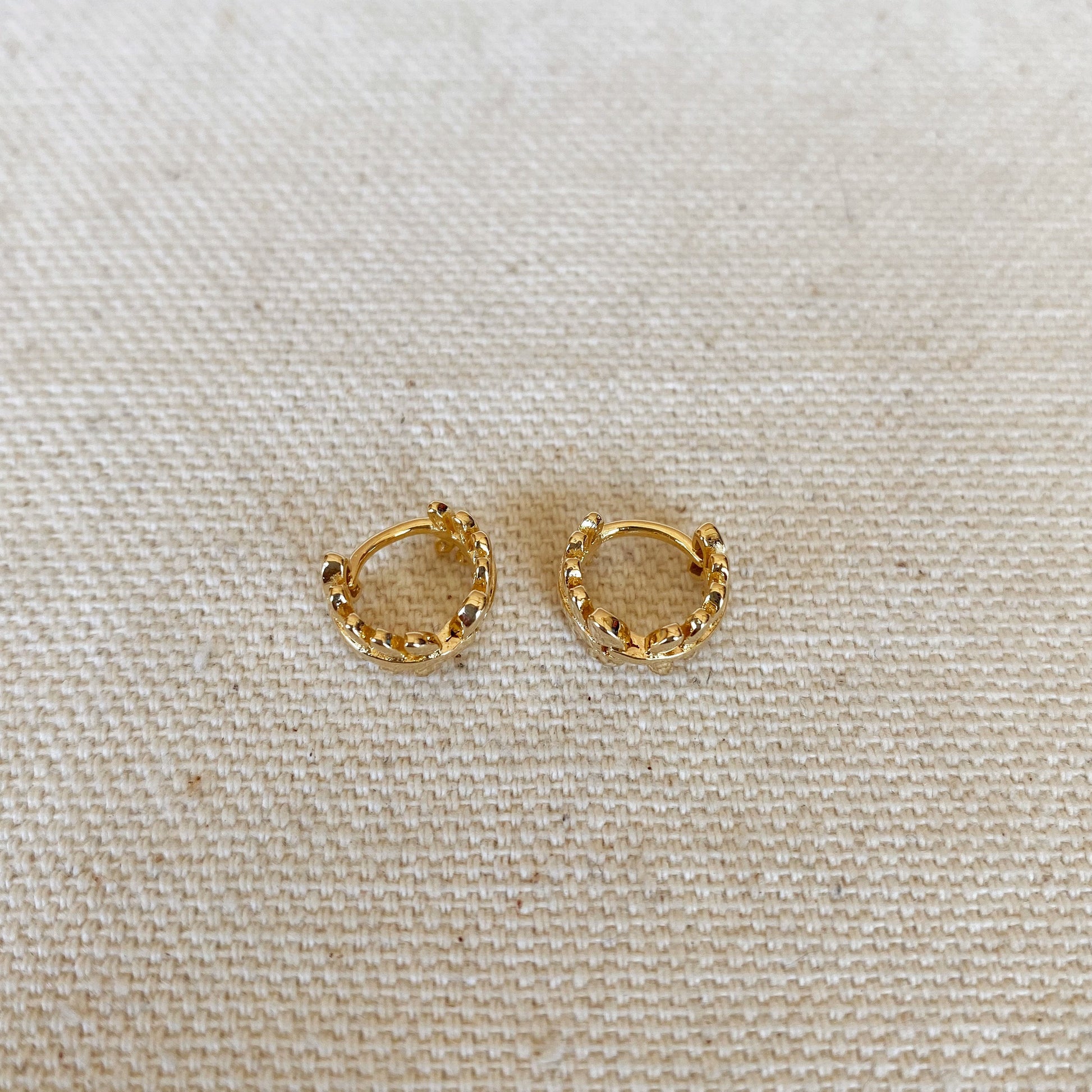 GoldFi 18k Gold Filled Leaf Clicker Hoop Earrings