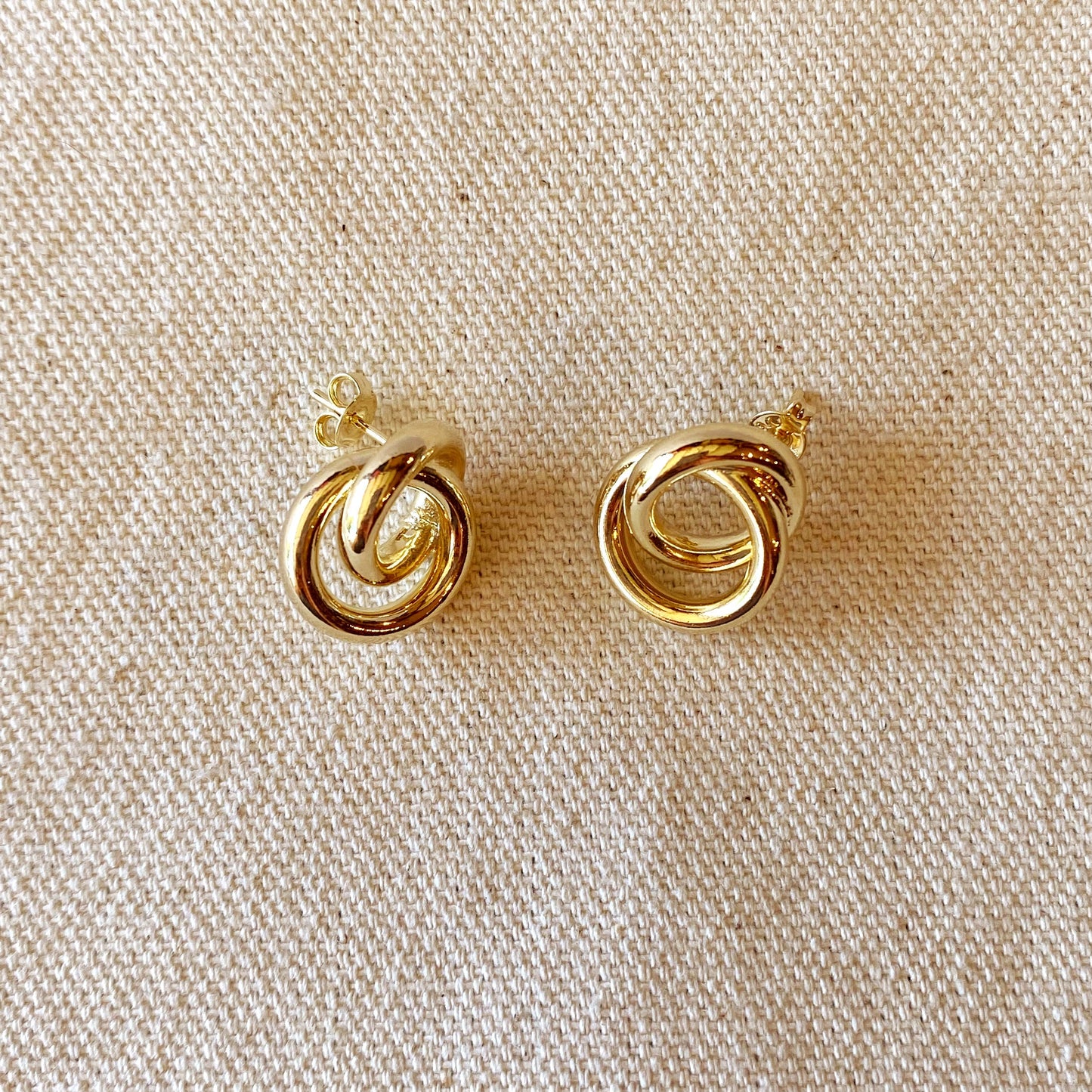 18k Gold Filled Double Circle Knot Stud Earrings