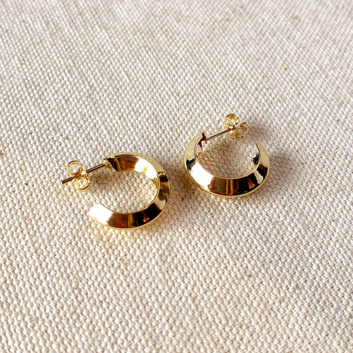 18k Gold Filled Faceted Half-Hoop Earrings