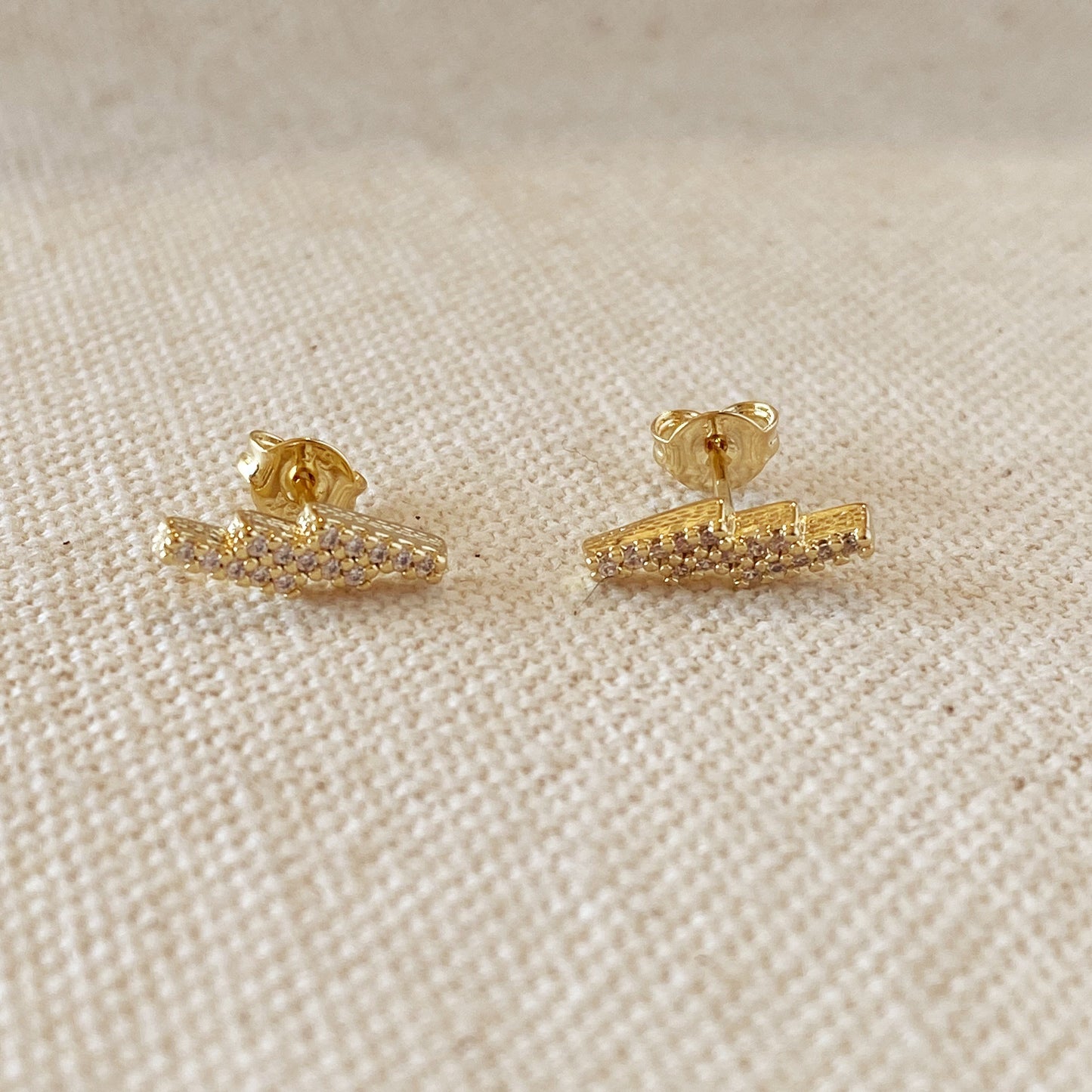 18k Gold Filled Cascading Bars Stud Earrings