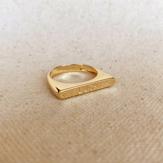 GoldFi 18k Gold Filled Luck Engraved Stackable Ring