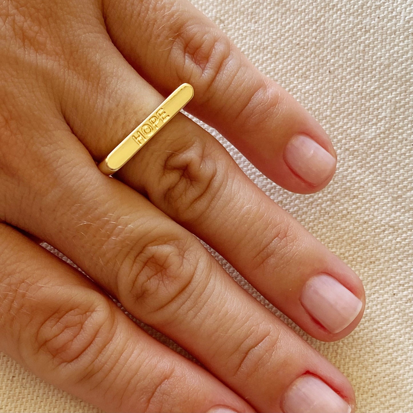 GoldFi 18k Gold Filled Hope Engraved Stackable Ring