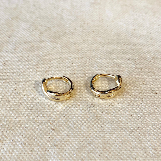 18k Gold Filled Infinity X Huggies Hoop Earrings